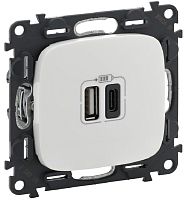 Розетка USB тип A+С без рамки Legrand Valena Allure 2-м. 3000мА белый картинка